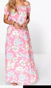 Boohoo Plus Size Pink Off the Shoulder Dress